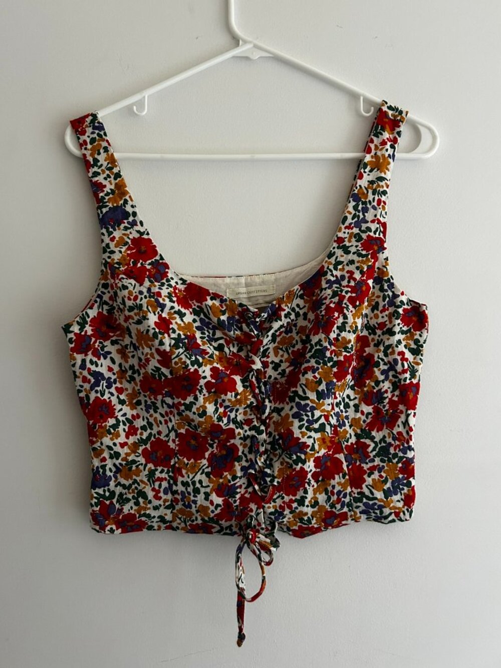 Urban Outfitters UO Aurora floral lace-up cropped tank top